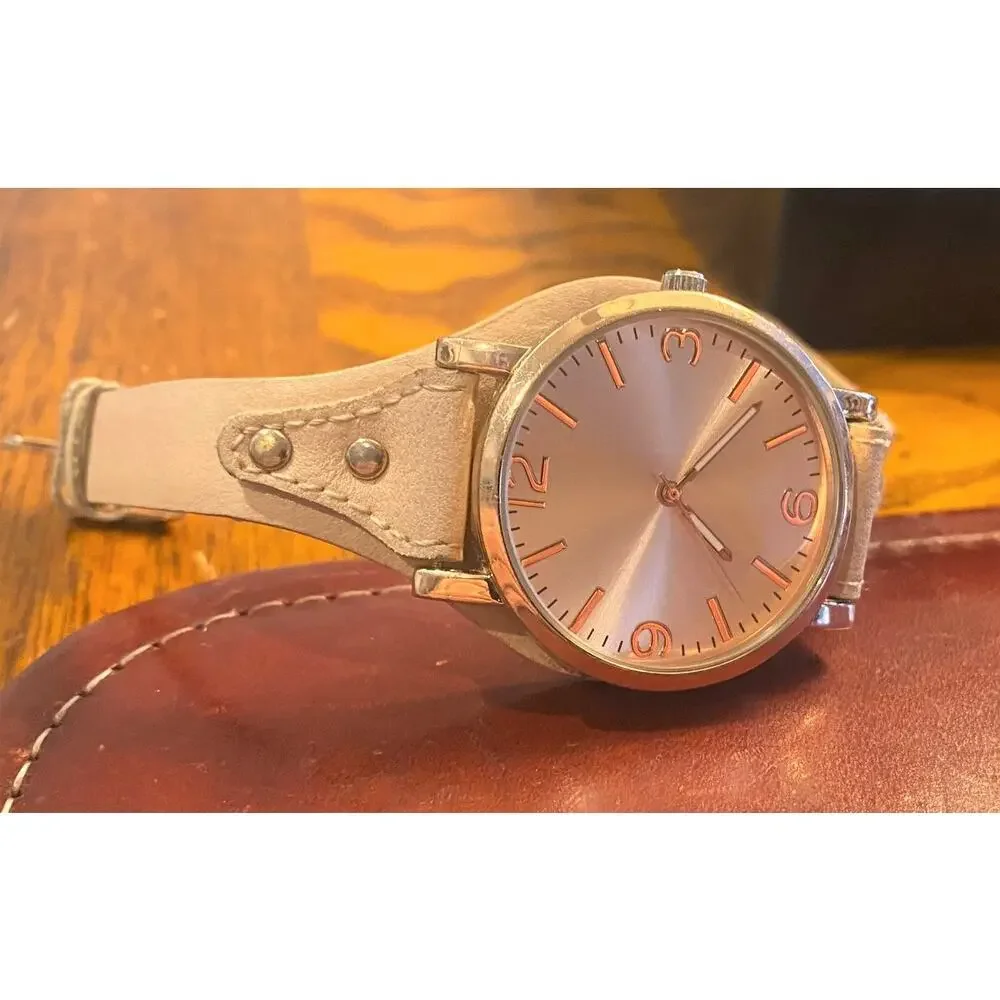 Women's 40mm Rose gold Tone Watch, Beige Strap